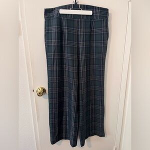 NWT Unique Vintage Plus Size High Waistband Wide Leg Pants Green Plaid 2X 18